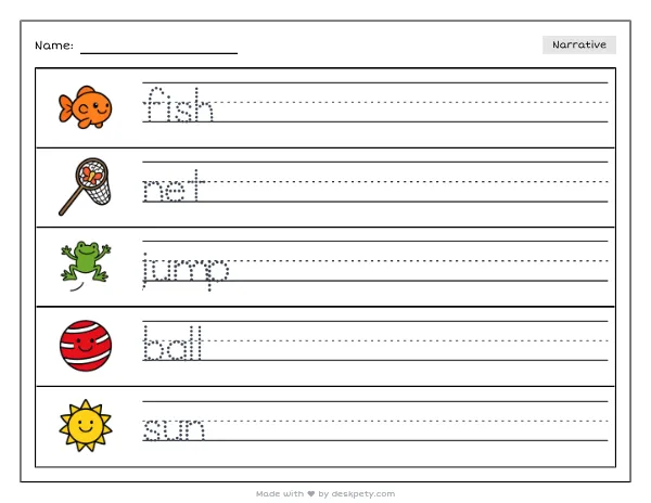 Free printable Kindergarten write and draw worksheet - Under the deep blue ocean I saw a tracing sentence and coloring page
