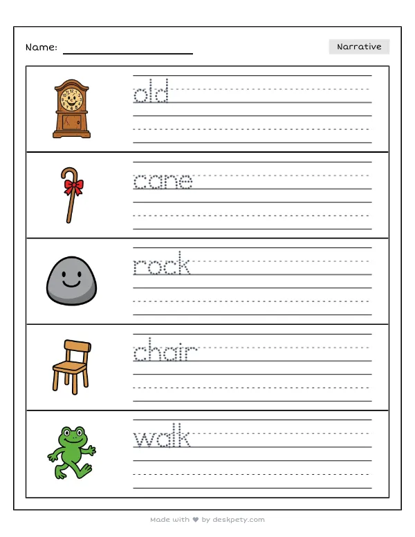 Free printable K-1 narrative writing prompt worksheet - When I am 100 years old I will with word bank and handwriting lines