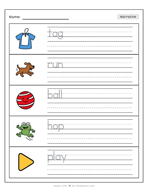 My favorite game to play with friends at recess — real worksheet preview with word bank and writing lines