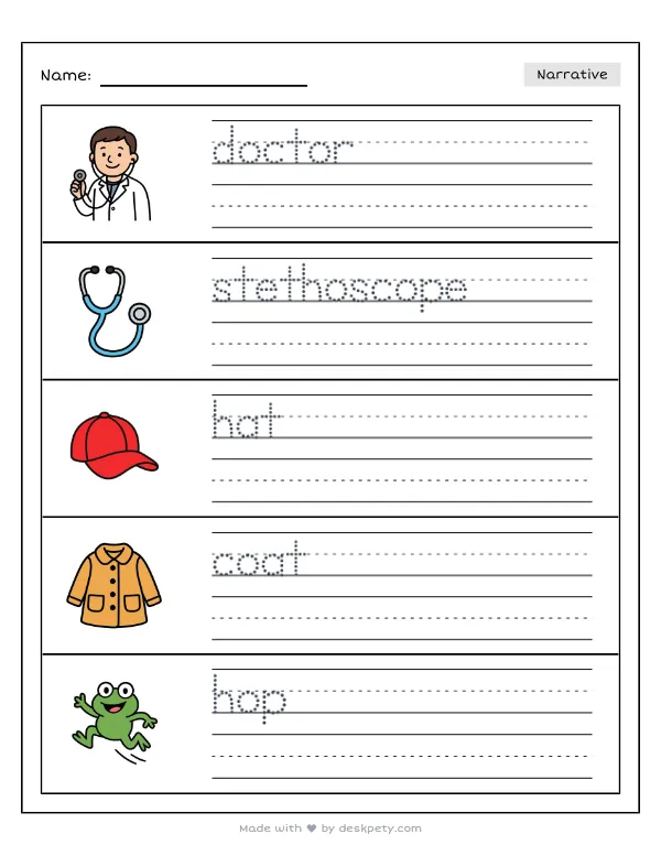 Preview of the exactly what i want to be when i grow up writing worksheet — word bank, tracing lines and checklist (page 1 of 5)