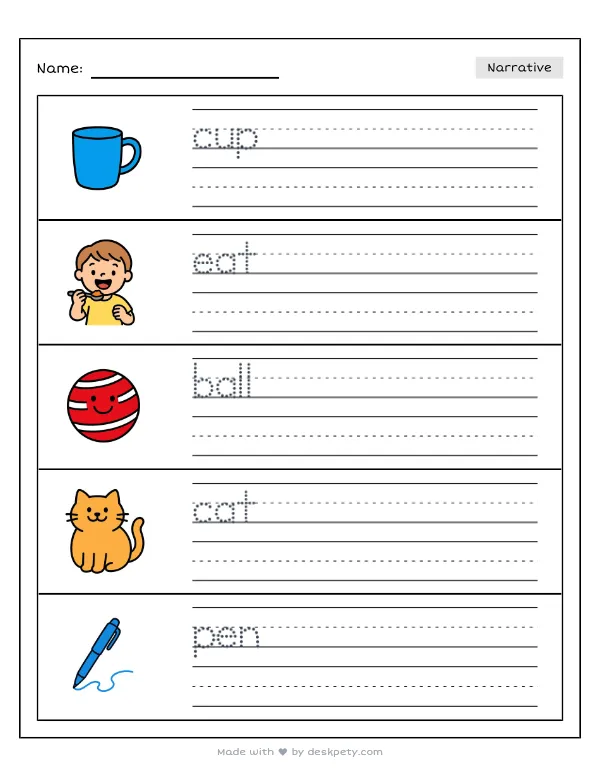 Enjoying a fun Valentine's Day party in the classroom — real worksheet preview with word bank and writing lines