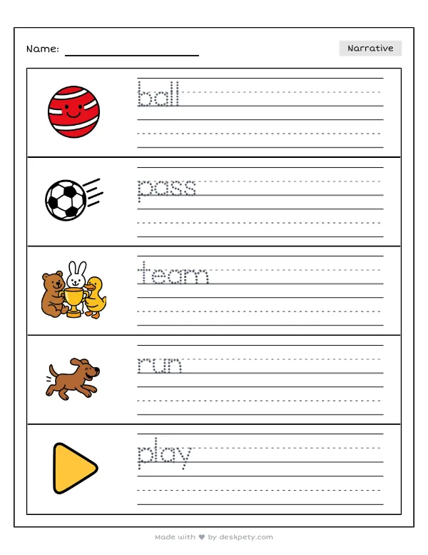 Free printable K-1 narrative writing prompt worksheet - Good teammates always with word bank and handwriting lines