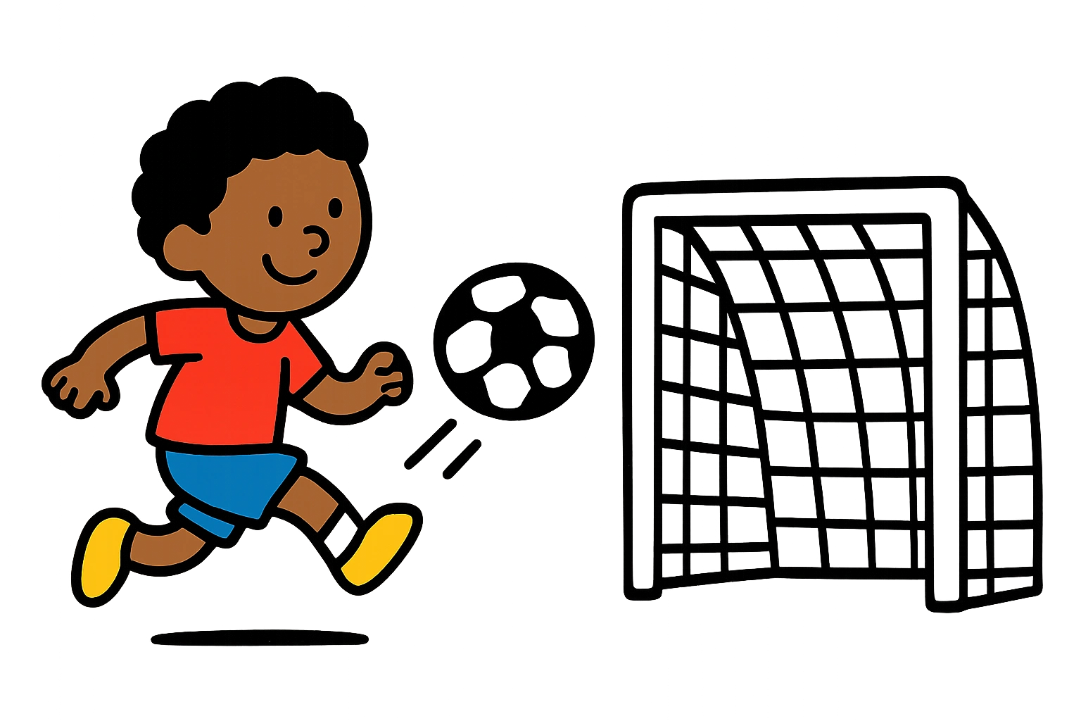 When I kick the soccer ball it goes illustration for a no-prep writing prompt worksheet