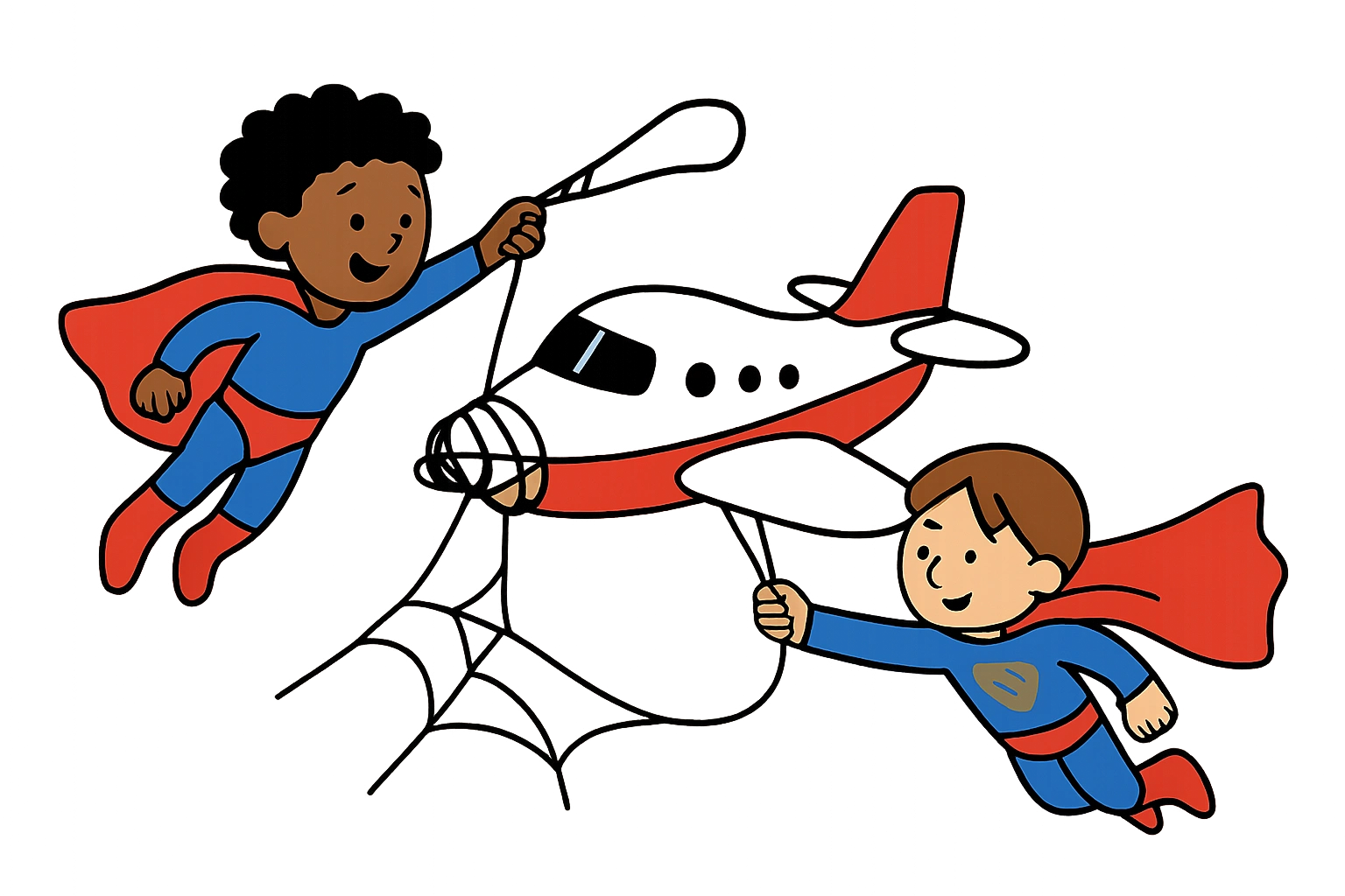 Teamwork between two brave heroes can save the illustration for a no-prep writing prompt worksheet