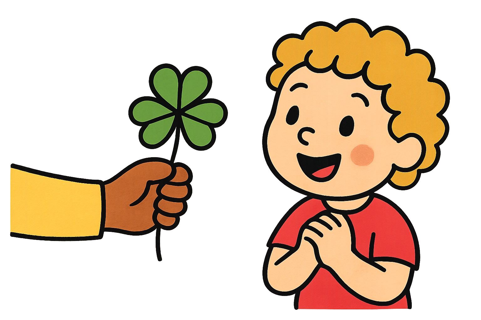 Finding a four-leaf clover makes me illustration for a no-prep writing prompt worksheet
